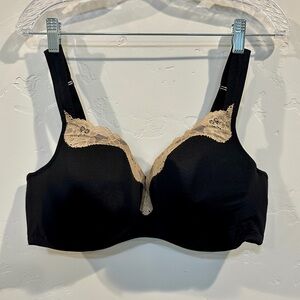 Cacique Black and Cream Lace Bra